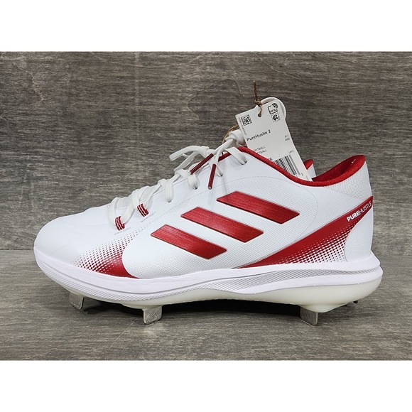 Adidas Purehustle 2.0 White Red Fastpitch Metal Softball Cleats Size 11 Womens - Picture 4 of 12